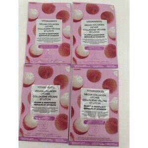 4 Pk Vitamasques Vegan Collagen Lychee Plump&Moisturize Face Sheet Mask 1 Each